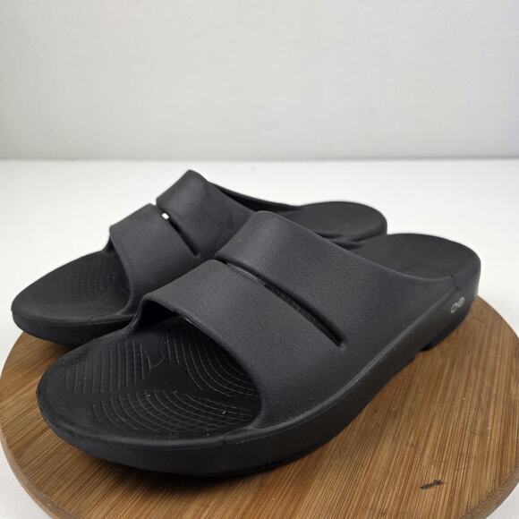 Oofos Ooahh Slide Sandals Mens Size 11 Black Recovery Slip On Womens 13 EU 44 - Picture 2 of 14